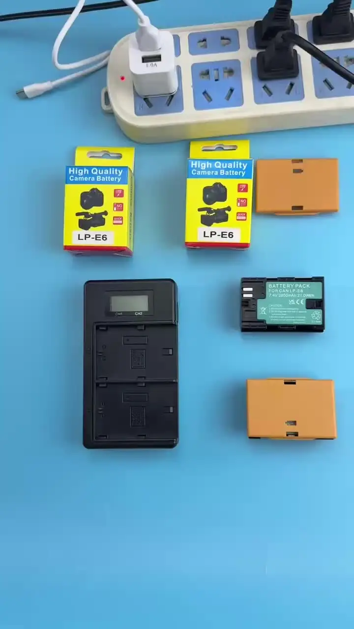 2650mAh LP E6 LPE6 LP-E6 E6N batteria + LED doppio caricatore per Canon EOS 5DS R 5D Mark II 5D Mark III 6D 7D 70D 80D fotocamera  44