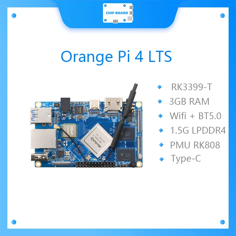 

Orange Pi 4 LTS 3GB RAM Rockchip RK3399-T, Support Wifi+BT5.0,Gigabit Ethernet, Run Android,Ubuntu,Debian OS