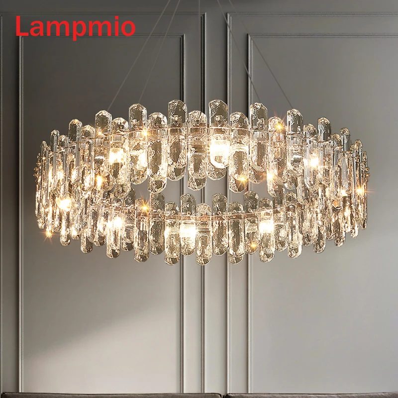 

Luxury 80CM Crystal Chandelier For Living Room Postmodern Lustres 60CM Dining Lights Hanging Bedroom Lamp 1M Hotel Project Light