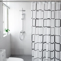 Waterproof Mildew-Resistant Modern Printed Shower Curtain with Hooks - W150xH180cm