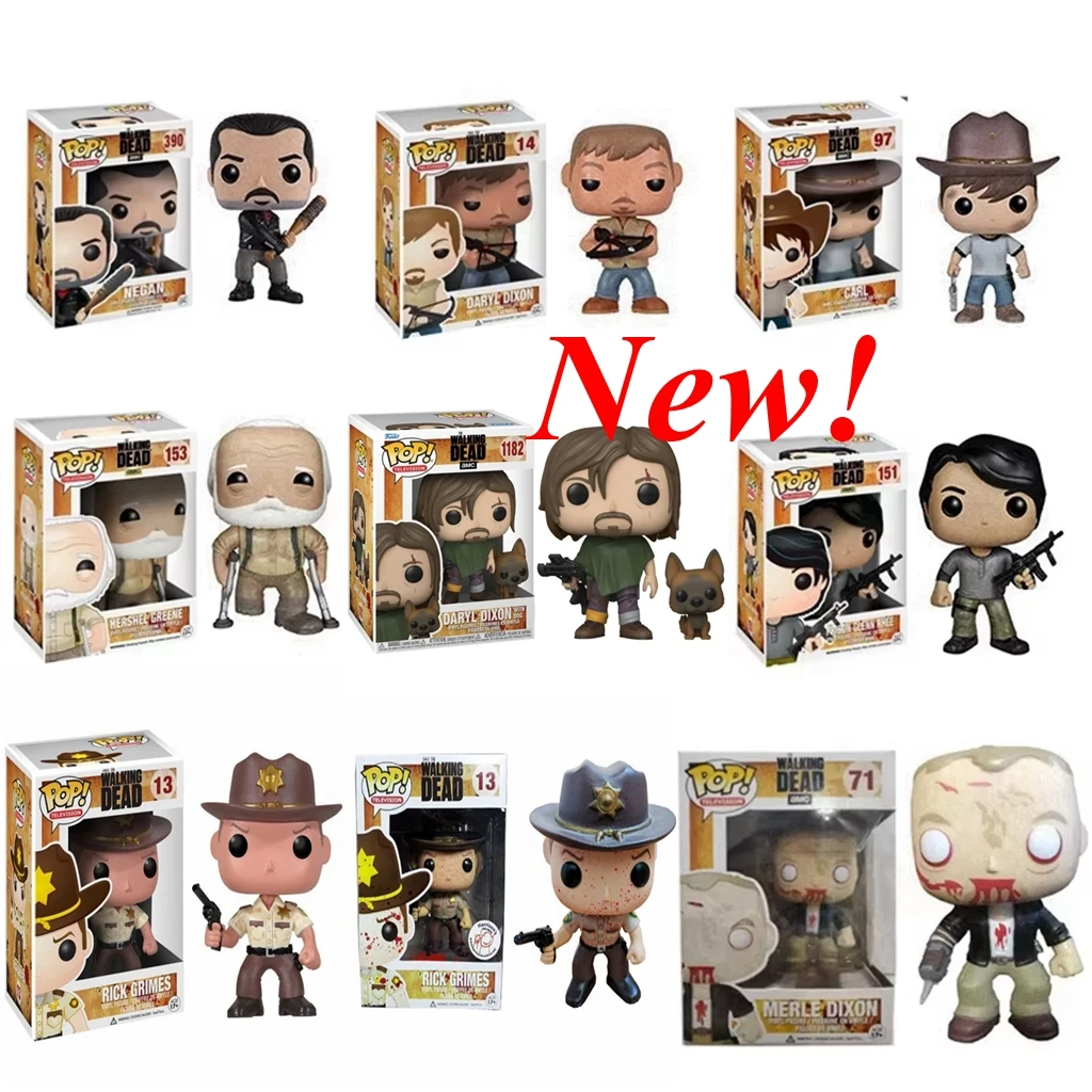 Funko Pop Walking Dead Rick 13 Michonne 38 Carl 97 Negan 390 Hersh Greene153 Daryl Dixon 1182 Figura de acción Colección de juguetes Regalos