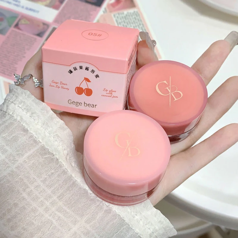Lip makeup Gege Bear jarred jam lip gloss hydrating water-gloss finish plumping effect long-wearing and non-transfer formula