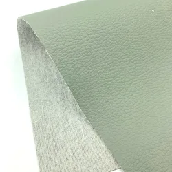Litchi PU Faux Leather Waterproof Crafting Fabric for DIY Projects and Decorations (16 Gray)