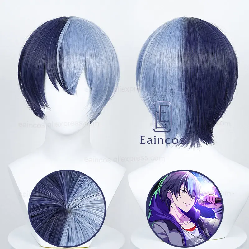 

Anime Project SEKAI COLORFUL STAGE! Aoyagi Toya Cosplay Wig Blue and Black Short Wigs Heat Resistant Synthetic Scalp Hair