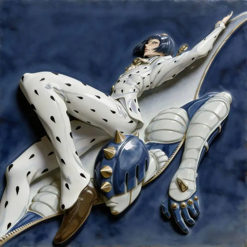 Exquisite 3D Ceramic Relief Badge: Giorno & DIO Authentic Collectible Magnetic Gift