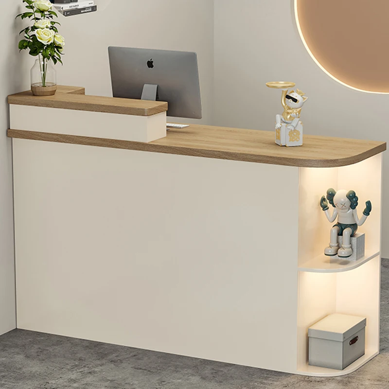 White Checkout Reception Executive Modern Luxury Hotel Counter Reception Desk Mobili Commerciali Schreibtisch In Legno Hdh