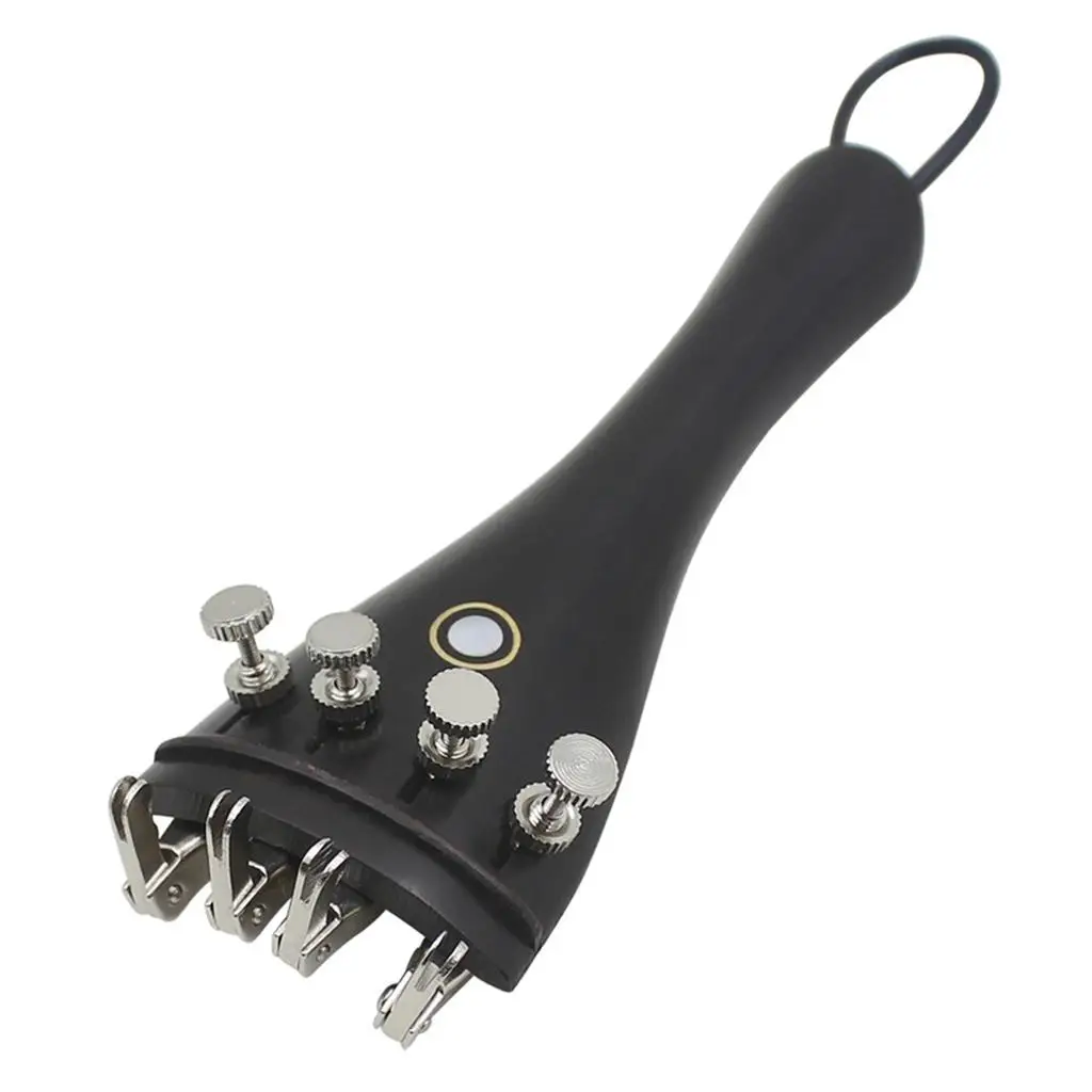 Ebony Tailpiece Black+Tail Rope+Silver Fine-Tuning for 3/3 4/4 Violin Accs