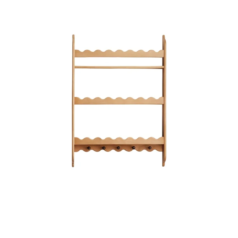 *All Solid Wood Wall Shelf European Beech Storage Shelf Study Wall