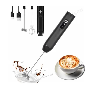 UPGRADED Electric Coffee Frother/MILK Whisk+Egg Beater MINI Food Blender USB Rechargeable Handheld Three Speeds Espresso Tools 1