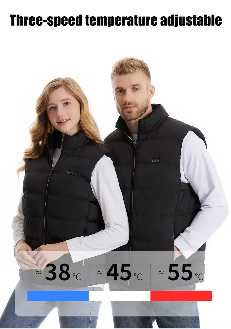 Dual-Control 9-Zone Heated Vest Unisex Outdoor Skiing Sportswear Battery Not Included