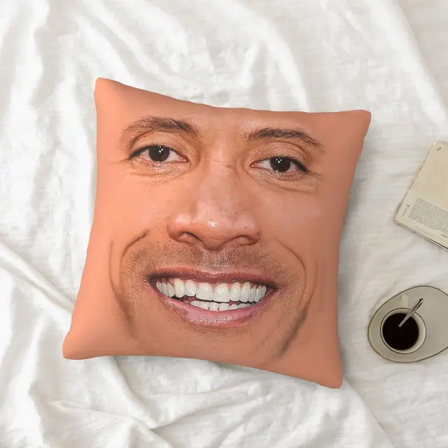 Sobrancelha meme dwayne the rock johnson impressão lance capa de almofada  moda quadrado caso almofadas de casamento não incluir