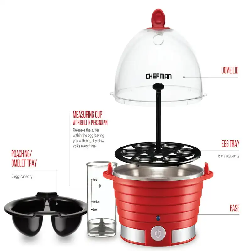 CHEFMAN - Electric Egg Cooker + Boiler, Quickly Makes 6 Eggs