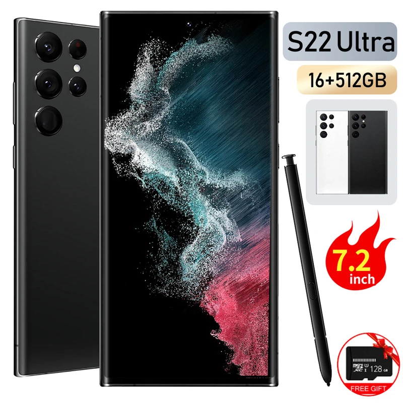 Global Version S22 Ultra 7.2inch Cellphone 4G 5G Android 12 5G Dual Card 6800mAh 6.8 Inch HD 16+512GB 10 Core Smartphone best cell phone brand for gaming