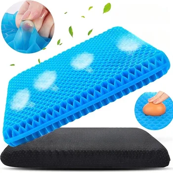 Coussin de siège en Gel Double épaisseur, coussin d'été en Gel d'œuf pour soulager la pression, coussin de chaise respirant, siège de voiture, chaise de bureau, coussin doux 1