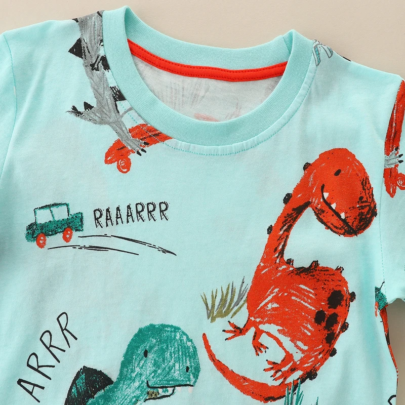 New Summer Tops Children's Clothing T-shirts Cartoon Dinosaurs Fashion Infant Baby Boys Kids Clothes