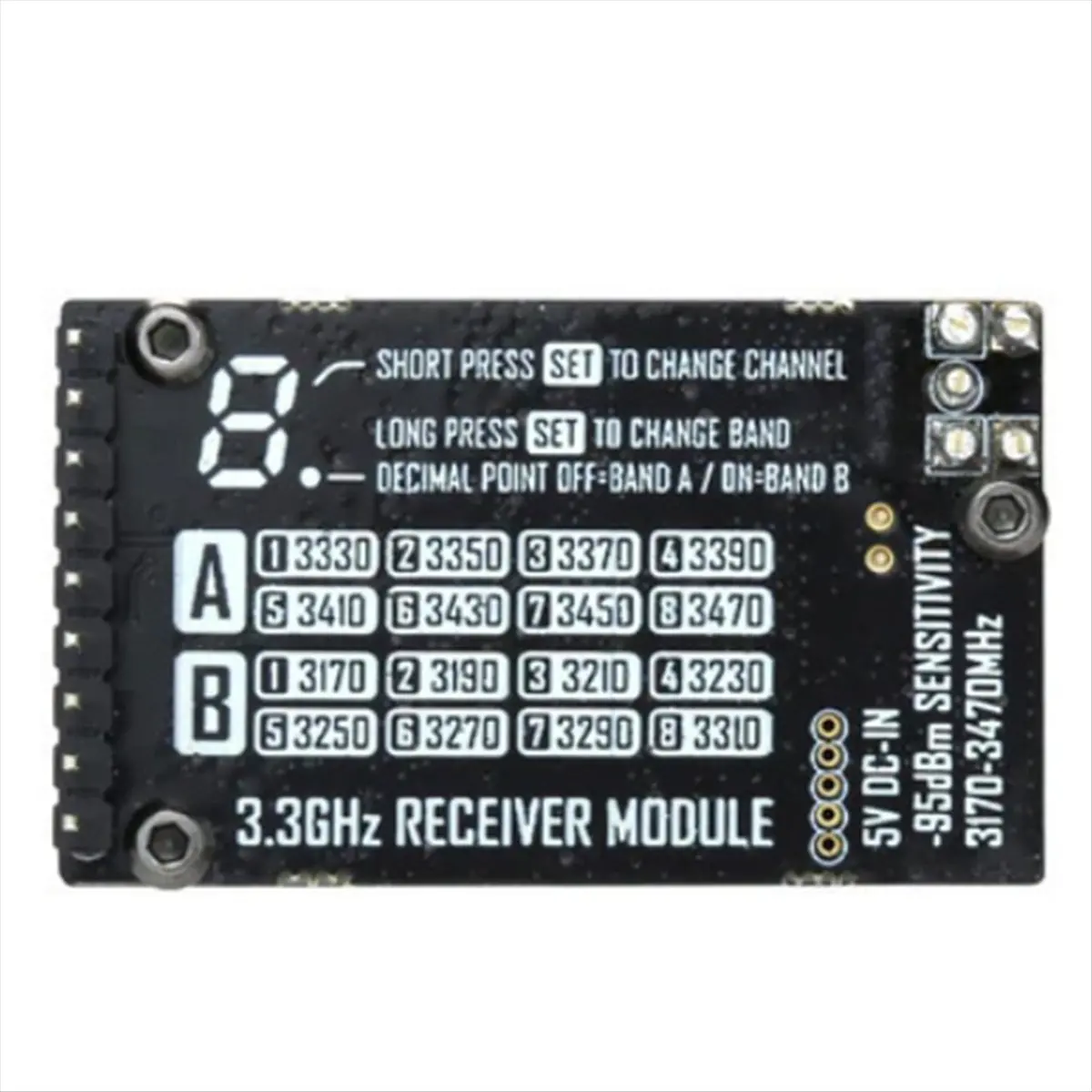 Module récepteur VRX 3.3 GHz pour drone longue portée, montrant les connecteurs SMA