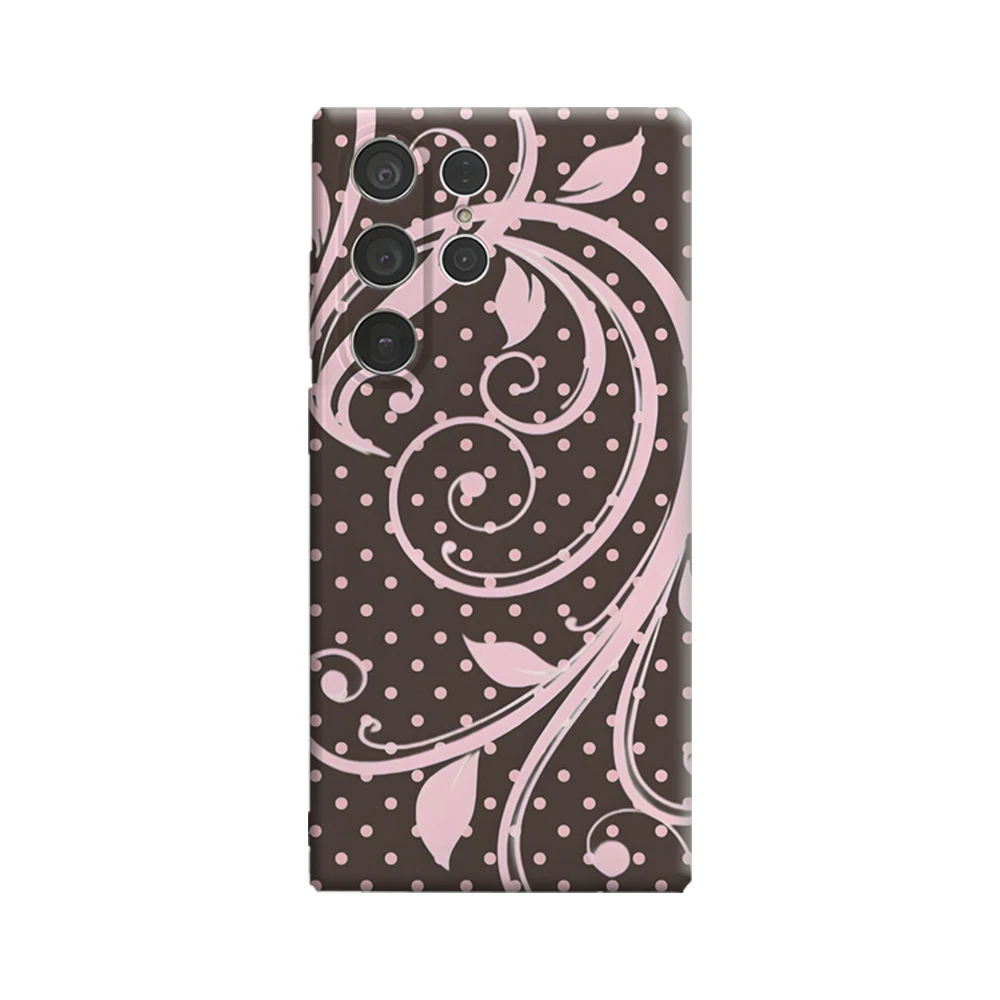 Pink Scroll & Polka Dots Shockproof Tough Phone Case