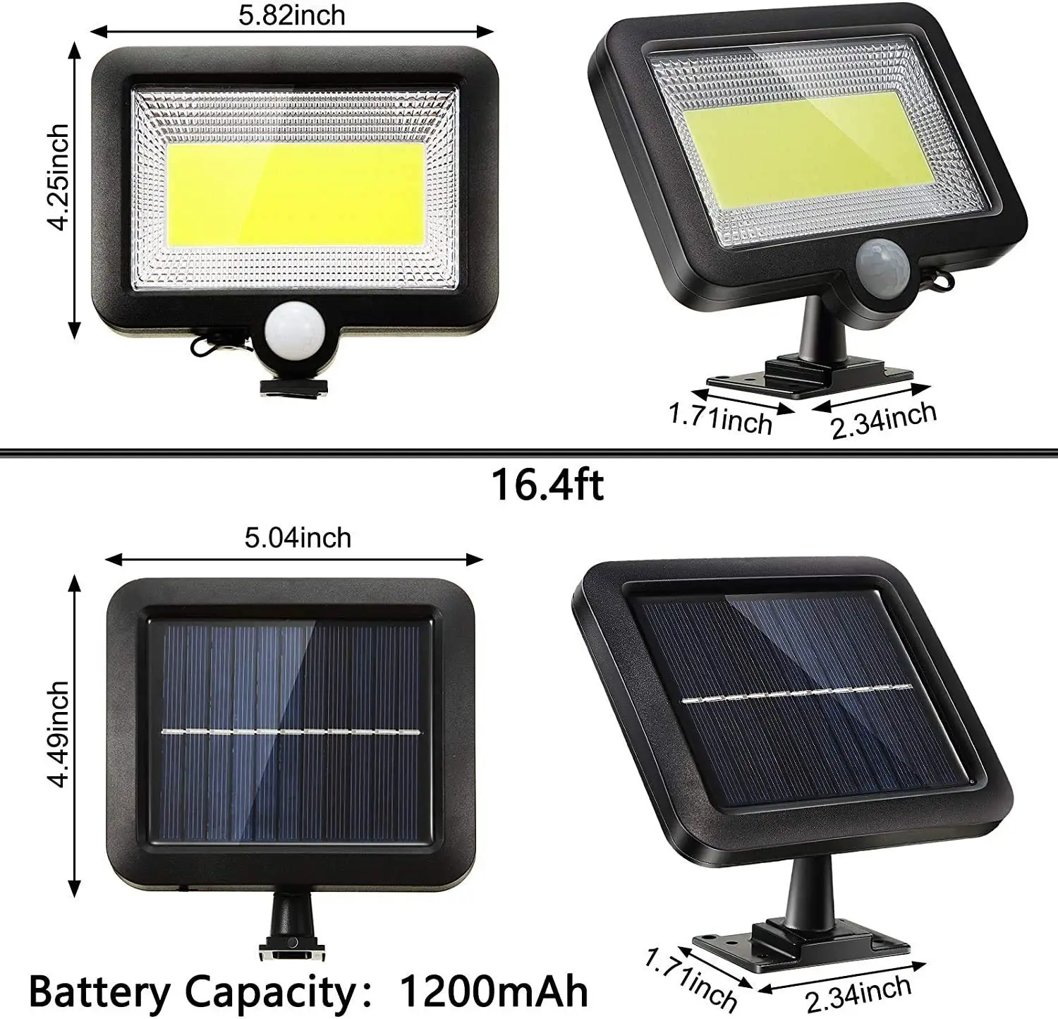 Description Picture 6 of item2Pack 100 COB LED Solar Light With 5m Conectable Cable Patio Outdoor Motion Sensor Solar Wall Lamp 3 Modes for Garden Door Yard