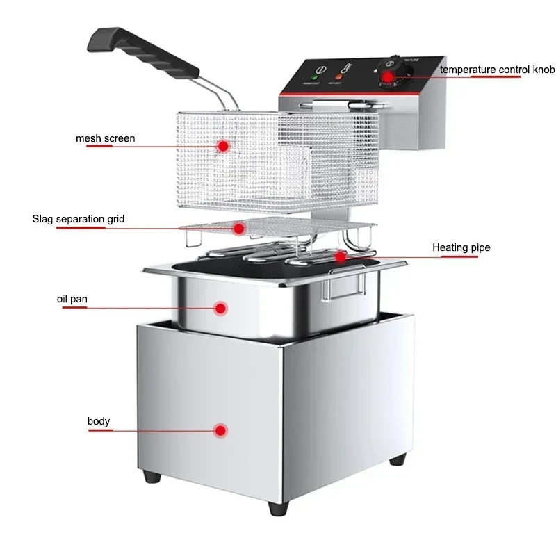 Electric Deep Fryer electric fryer single-cylinder large capacity electric fryer fried chicken burger milk tea shop French fries 5