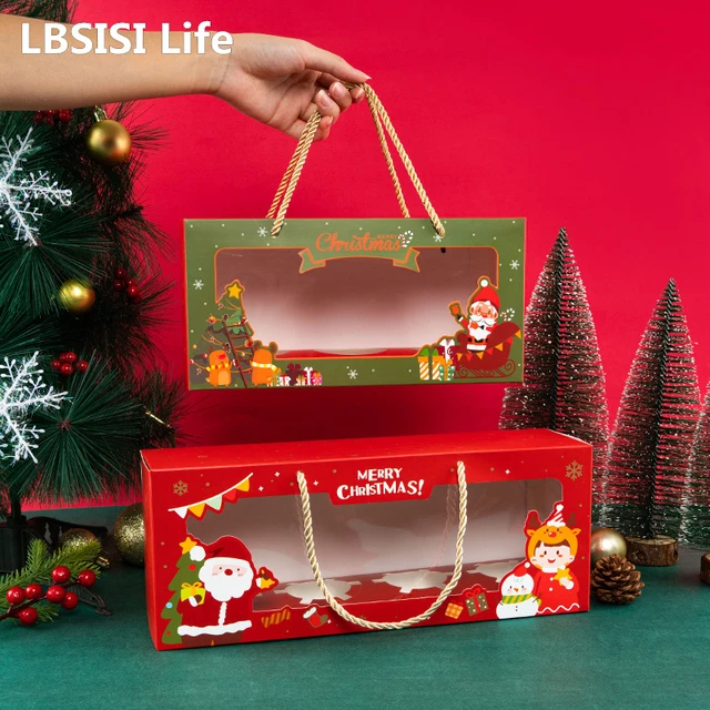 LBSISI Life – boîtes cadeaux nouvel an, 10 pièces, fenêtre transparente  pour emballage de bonbons et de pommes, décoration de fête de noël pour  enfants