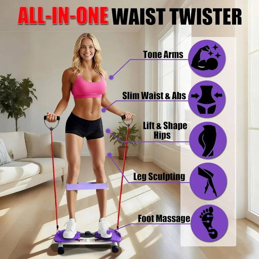 Waist Twister Machine Exercise, Ultra-Quiet Adjustable Ab Twist Board for Exercise with Smart LED Display, 350LBS Capacity, Wais