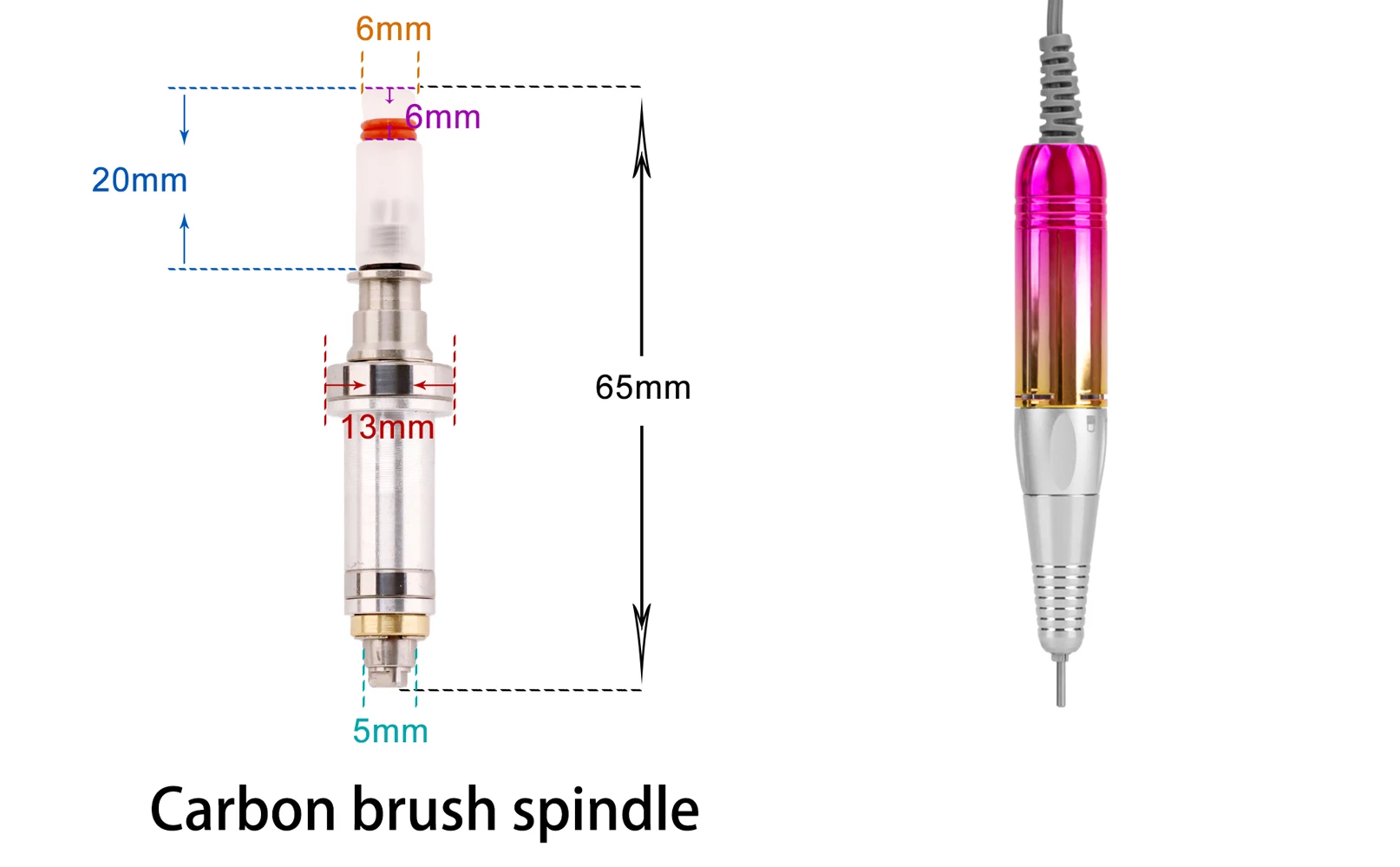 Brushless Spindle 1 Piece Nail Drill Accessories Brushless Handle Spindle Carbon Brush 2