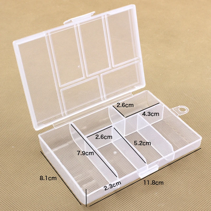 1pc 6 Grid Plastic Jewelry Box Tool Boxes Transparent Organizer Storage Hair Bands Rope Bead Bracelet Box 6
