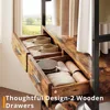 Closet Organizer and Storage Shelves, Heavy Duty Clothes Rack with 2 Wooden Drawers, L Shaped Coat Rack Corner Closet System 4