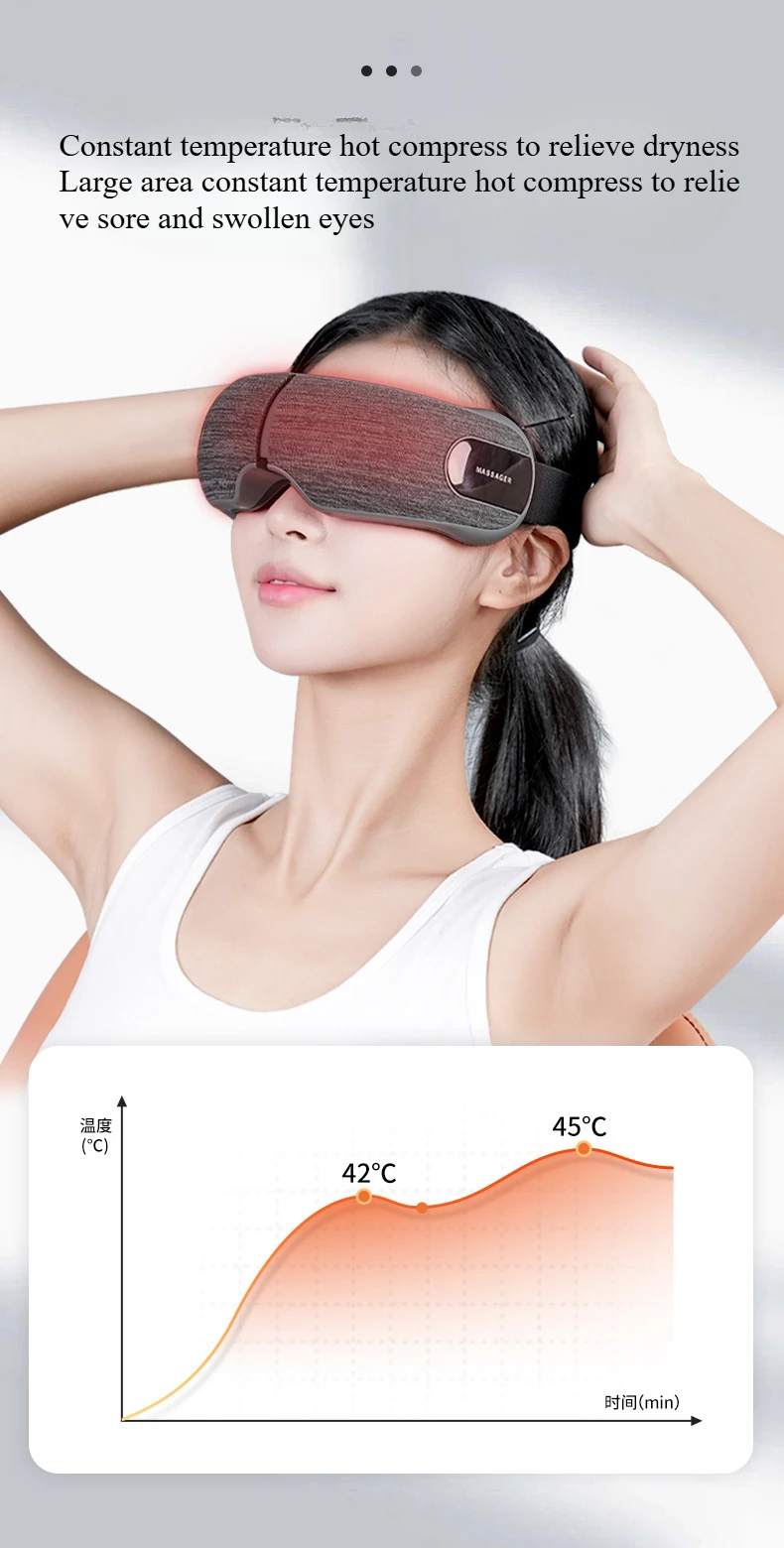 Eye airbag massager, rechargeable electric hot compress eye protector, bluetooth music sleep meter, folding massager