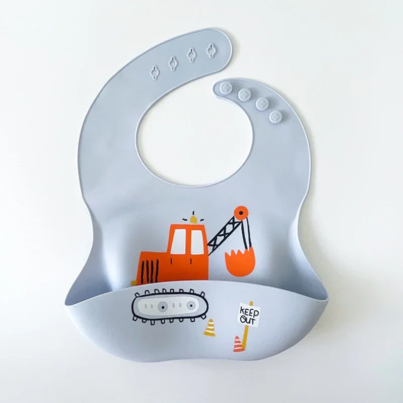 Baby Lunch Apron 1PC Toddler Silicone Bibs Waterproof Saliva Cartoon Feeding Bib
