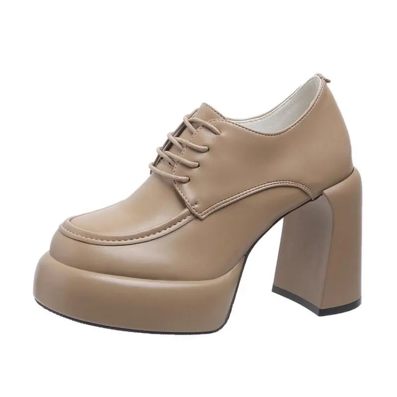 New Fashion Casual Spring Autumn luxury Pumps Women High Heels Shoes Chunky Heels Designer Platform Black apricot 2024 comfort