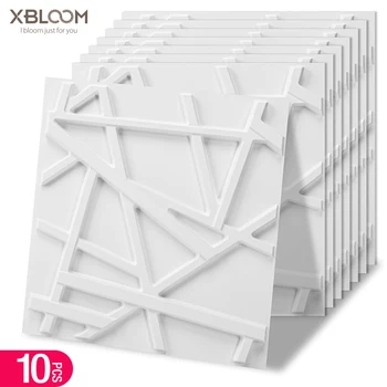 แผ่นผนังตกแต่งภายใน 3 มิติ 10 ชิ้น, แผ่นผนังลายไม้โอ๊คธรรมชาติ, สติ๊กเกอร์ติดผนังลายเพชรสำหรับห้องนั่งเล่น, ห้องนอน, ล็อบบี้ 1