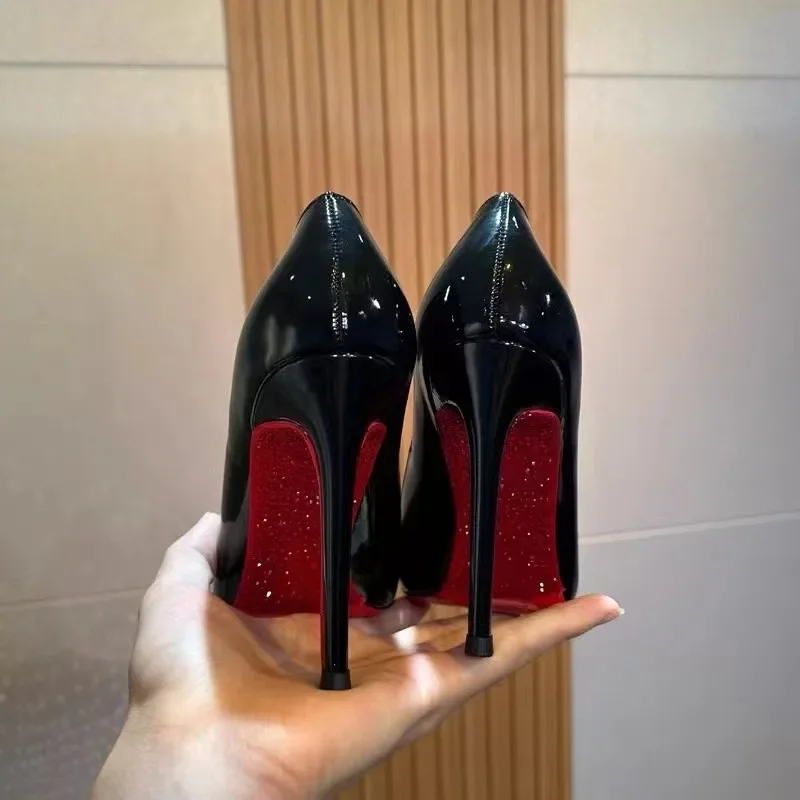 New High Heels Women Sole Rhinestones Pumps Red Bottom High Heels Plus Size Women Wedding Shoes Bride Pointed Toe Platform Heels 3
