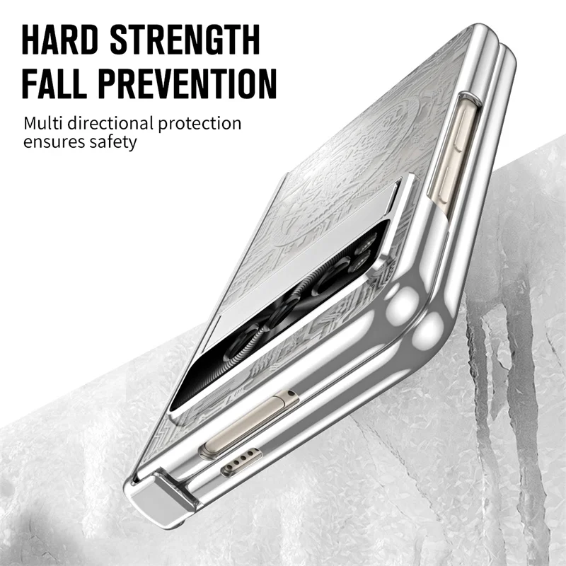 Enhanced Protective Phone Case with S Pen Slot and Tempered Film - Plated PC Hinge Folding Stand Design