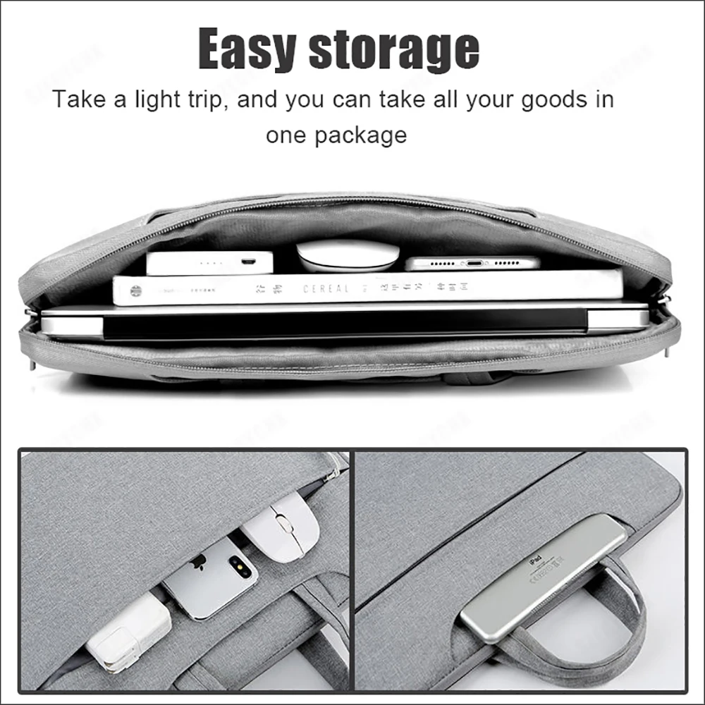 Luva do Portátil Bolsa Case 12 13.3 15.6 14 Polegada Bolsa de Ombro Notebook para Macbook ar Pro m1 m2 Lenovo Dell Huawei Bolsa Maleta - Imagem 6