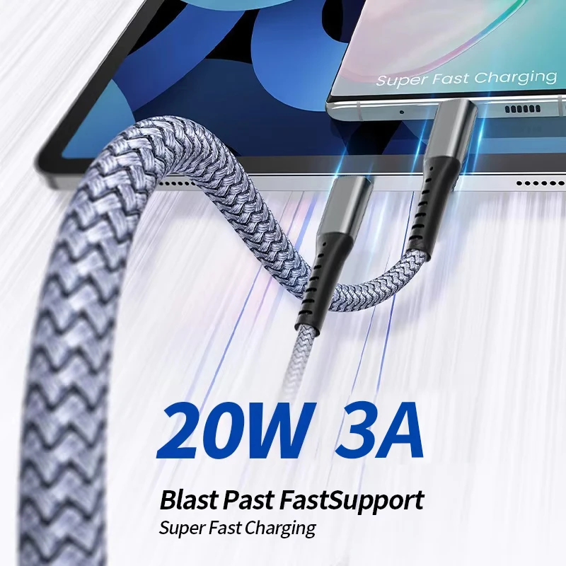 كابل شحن سريع USB C كابل آيفون 14 13 12 11 برو ماك...