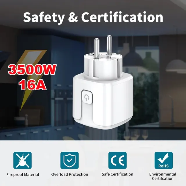Tuya Smart WiFi EU Plug Socket Power Monitoring Timing Function 16A Outlet Works with Alexa Google Home Alice Smart Life Home 5