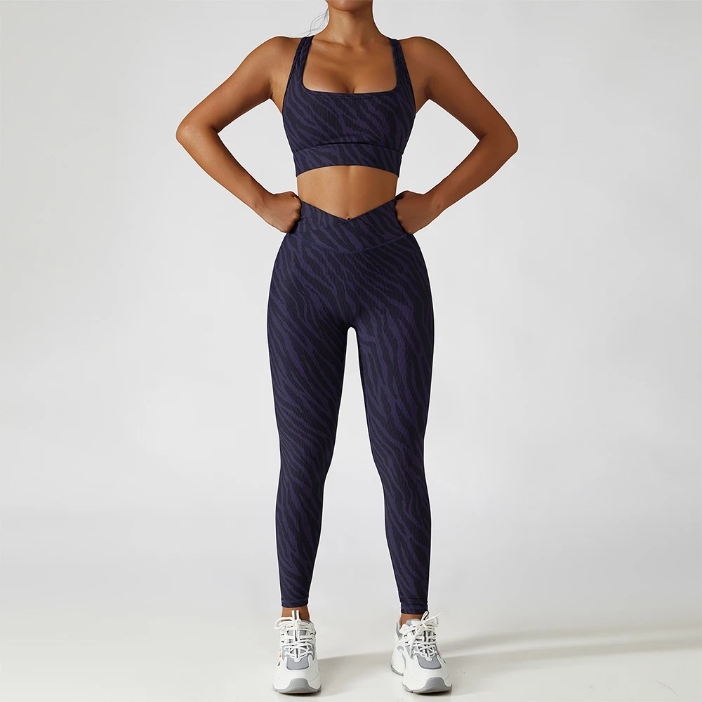 Women's Halter Elastic Waist Polyester Fiber Sleeveless Sports Suit