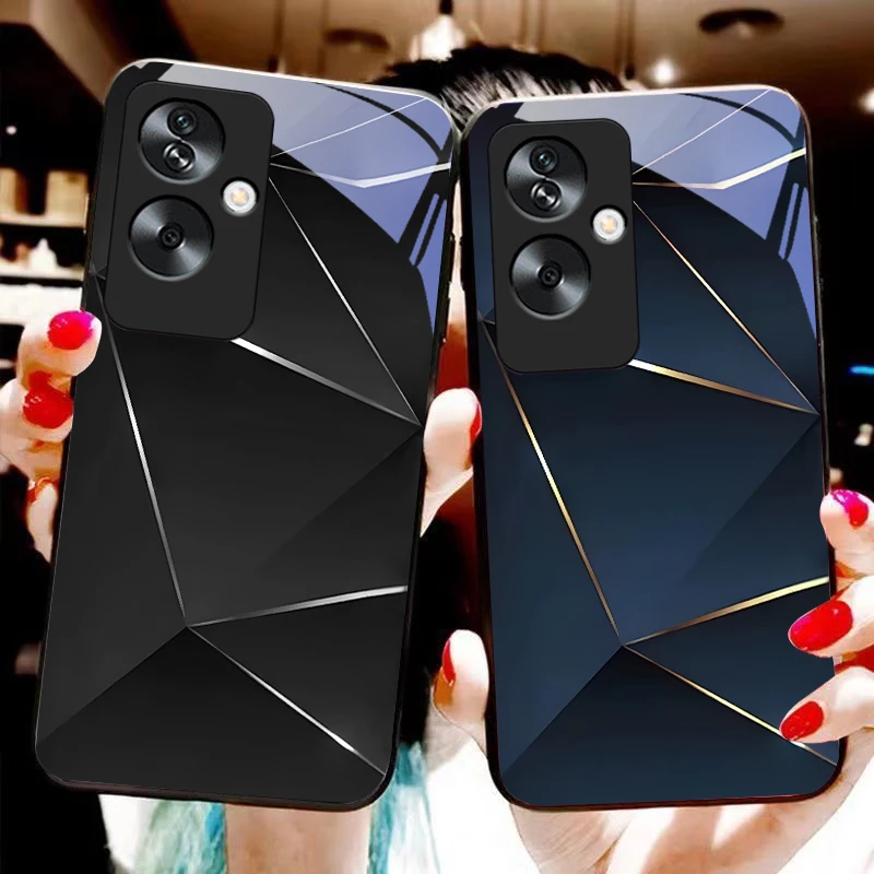Geometric Prism Tempered Glass Black Phone Case