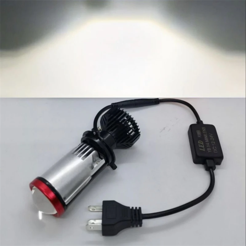 2pcs LED Headlight H4 Bulbs Projector Mini Lens Auto 100W Kit H4 LED Conversion High Beam Low Beam Turbo Fan For Car Light Lamp