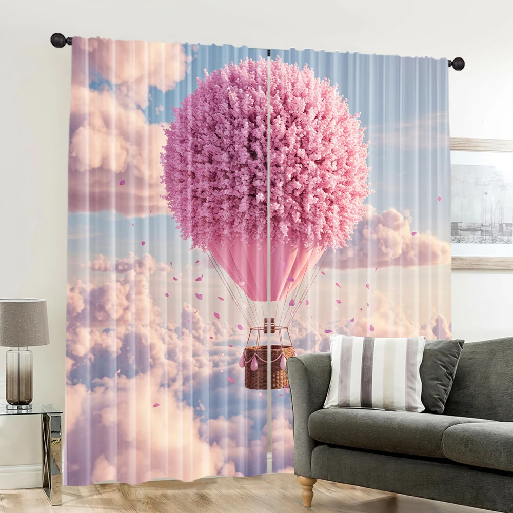 2pcs, spring summer Curtains Sakura and the man in the red dress Light Filtering Sheer Curtains Versatile Durable Polyester 6