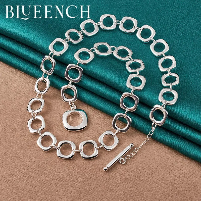 

Blueench 925 Sterling Silver Round Chain Necklace for Women Proposal Marriage Fashion Temperament High Jewelry