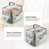 BUYDEEM G563-A501 Electric Food Steamer for Cooking, 2 Tire Stainless Steel Steamer with Slow Cook Mode, 1500W, 10-Quart, Green 3