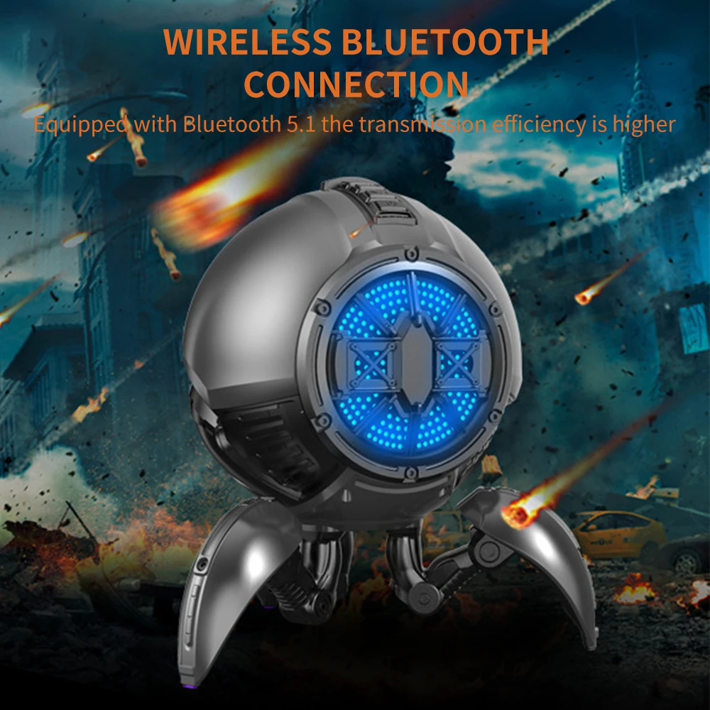 RGB Seven-color Light Cyberpunk Gravity Planet Subwoofer Gaming Desktop Laptop Speaker Wireless Bluetooth Card Radio Audio With