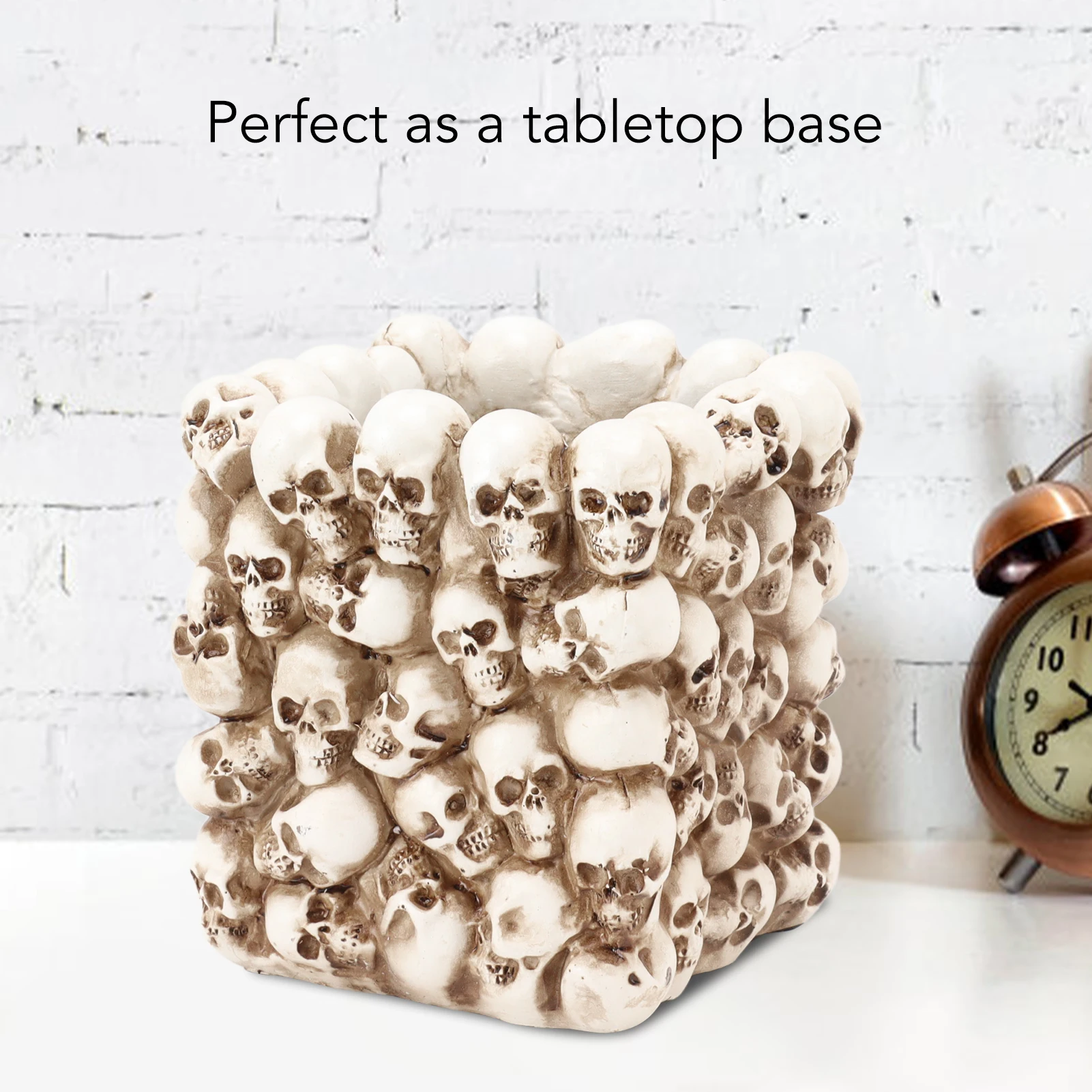 

Pen Holder Resin Pen Holder Skull Pen Holder White Resin Makeup Brush Holder Organiser Decoration for Dressing Table Office Desk