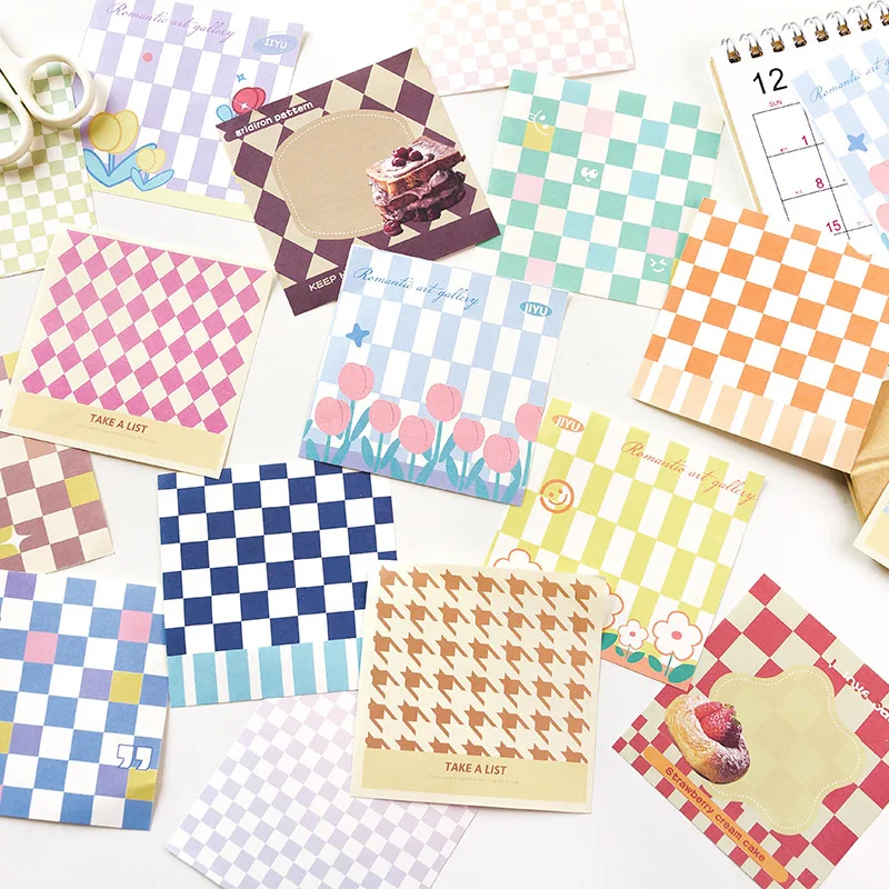 

MOHAMM 100 Sheets Checkerboard Pattern Memo Pad for Planner Reminders DIY Art Craft Journal Collage