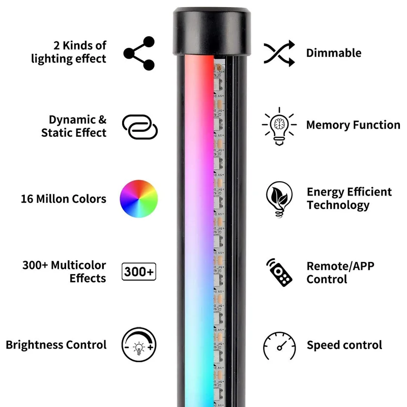 150CM RGB Floor Lamp Corner Light Stand LED Bluetooth Remote Control Streaming — view 6