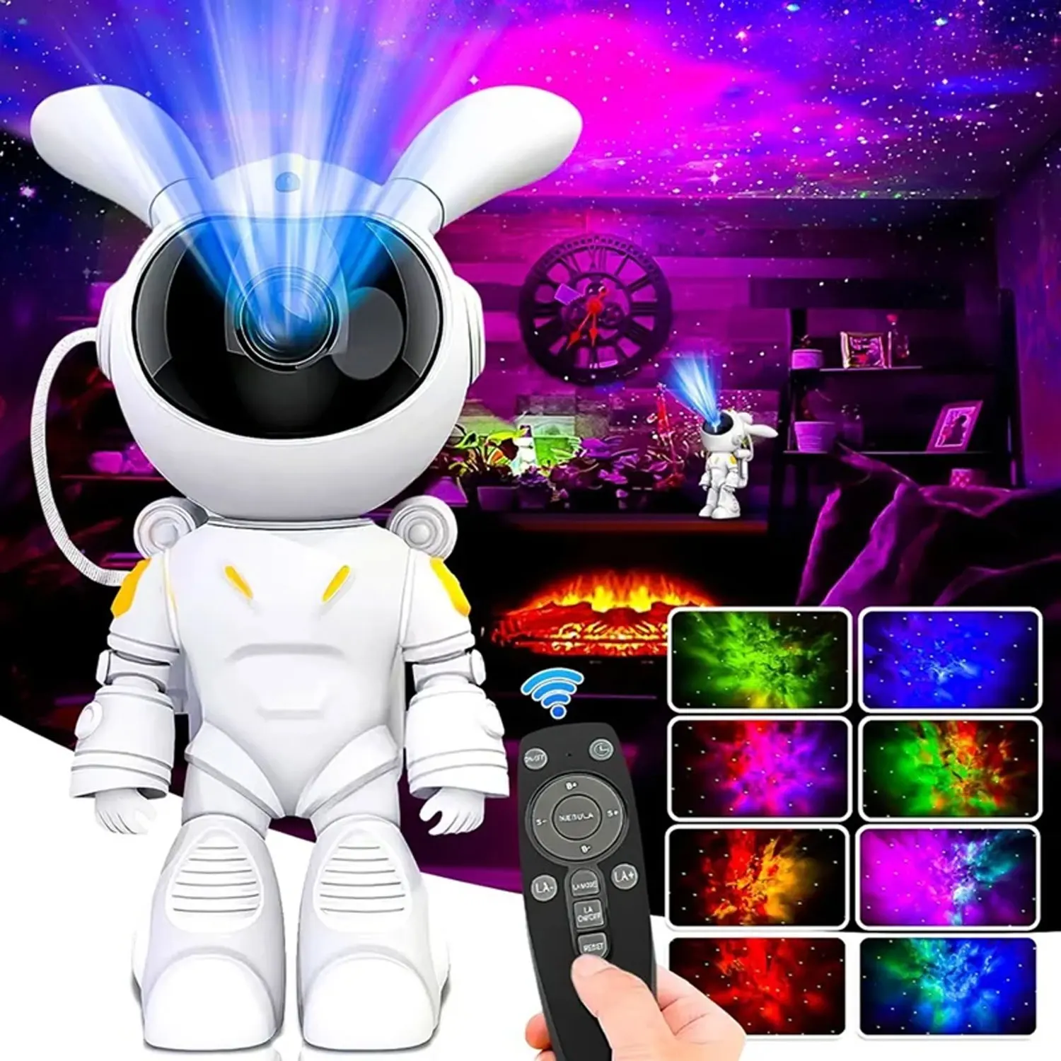 Space Rabbit Astronaut Projection Lights Full Of Stars Decorated Nightlights Children's Holiday Gifts