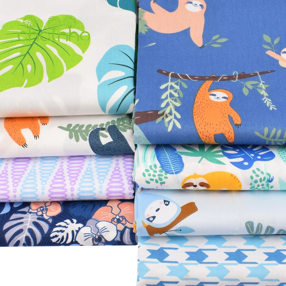 Chainho,Printed Twill Weave Cotton Fabric,DIY Sewing Quilting Material,Patchwork Cloth,8 Designs Cartoon Series,2 Sizes,15C246