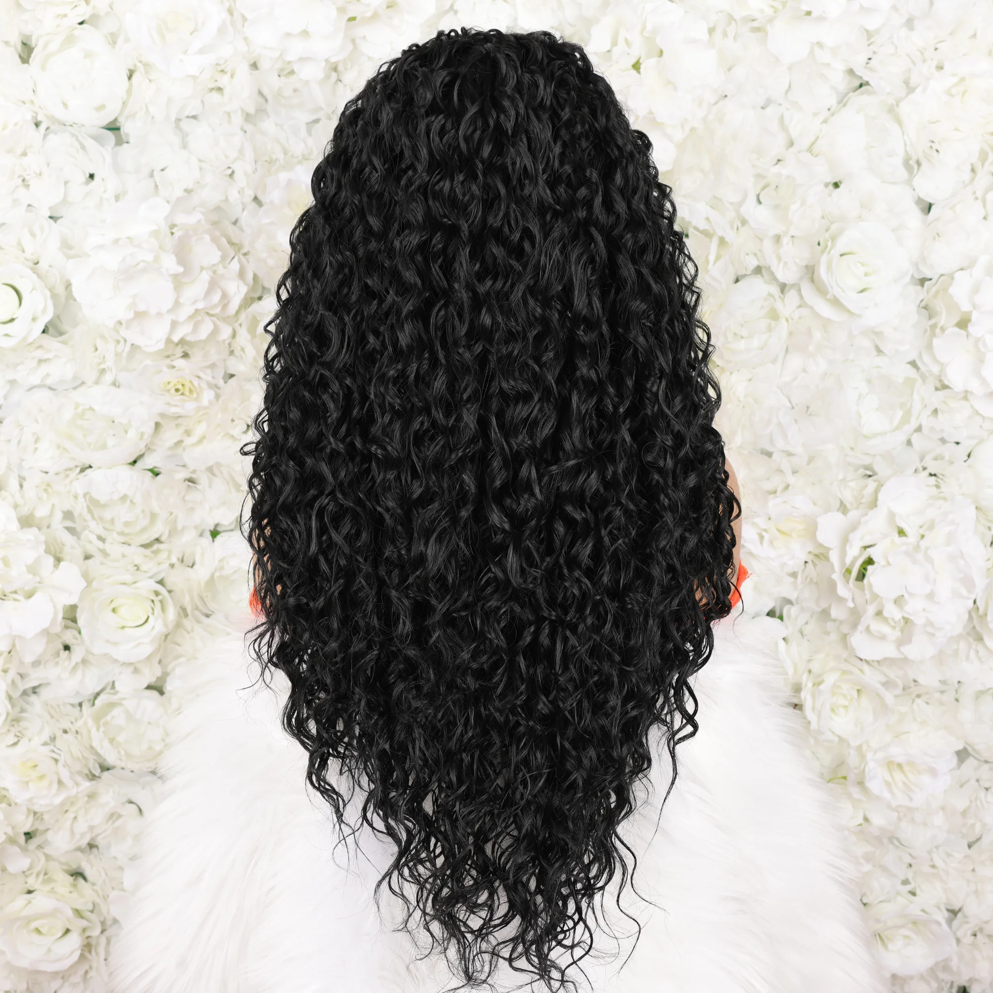 200% Density 13*4 Lace Front Synthetic Wig Long Afro Curly Wig For Women, Elegant Natural Looking For Daily Use